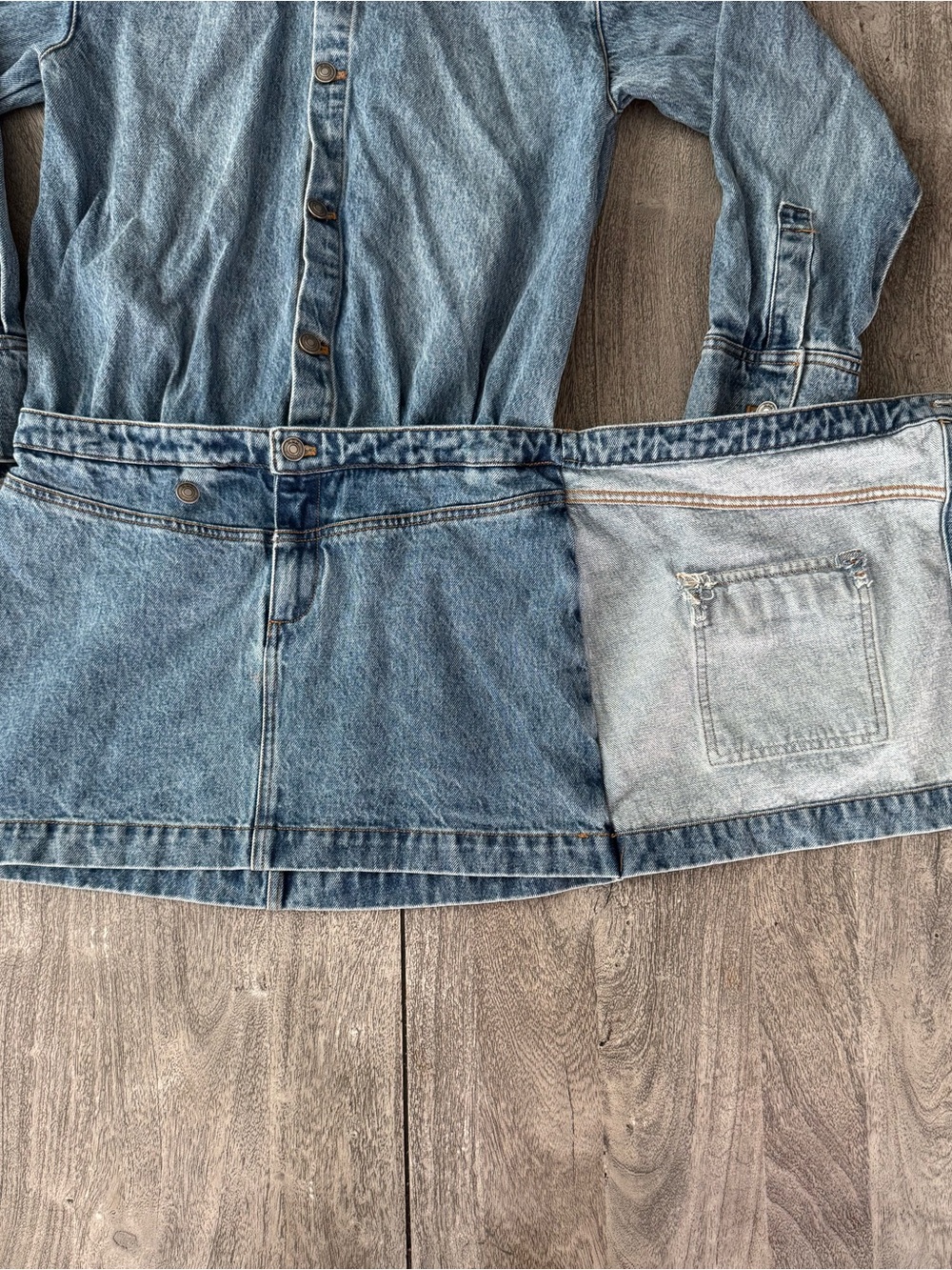 Light Blue Denim Mini Dress with Button-Front and Pocket - will fit a small - Picture 3 of 6